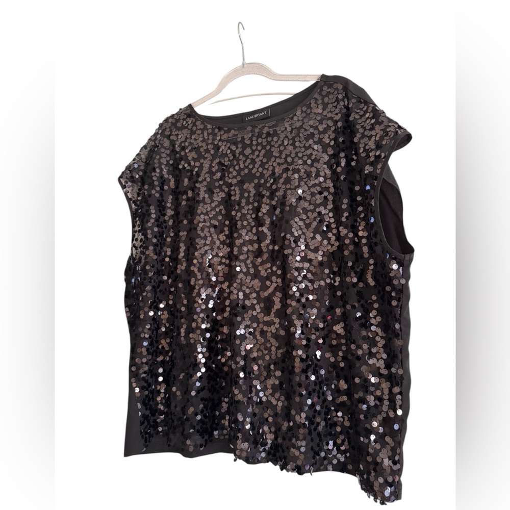 Lane Bryant Black Sequin Sheer Sleeveless Blouse Size 20